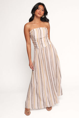 Jimena Strapless Maxi Dress - Brown Stripe - XL - Image 21