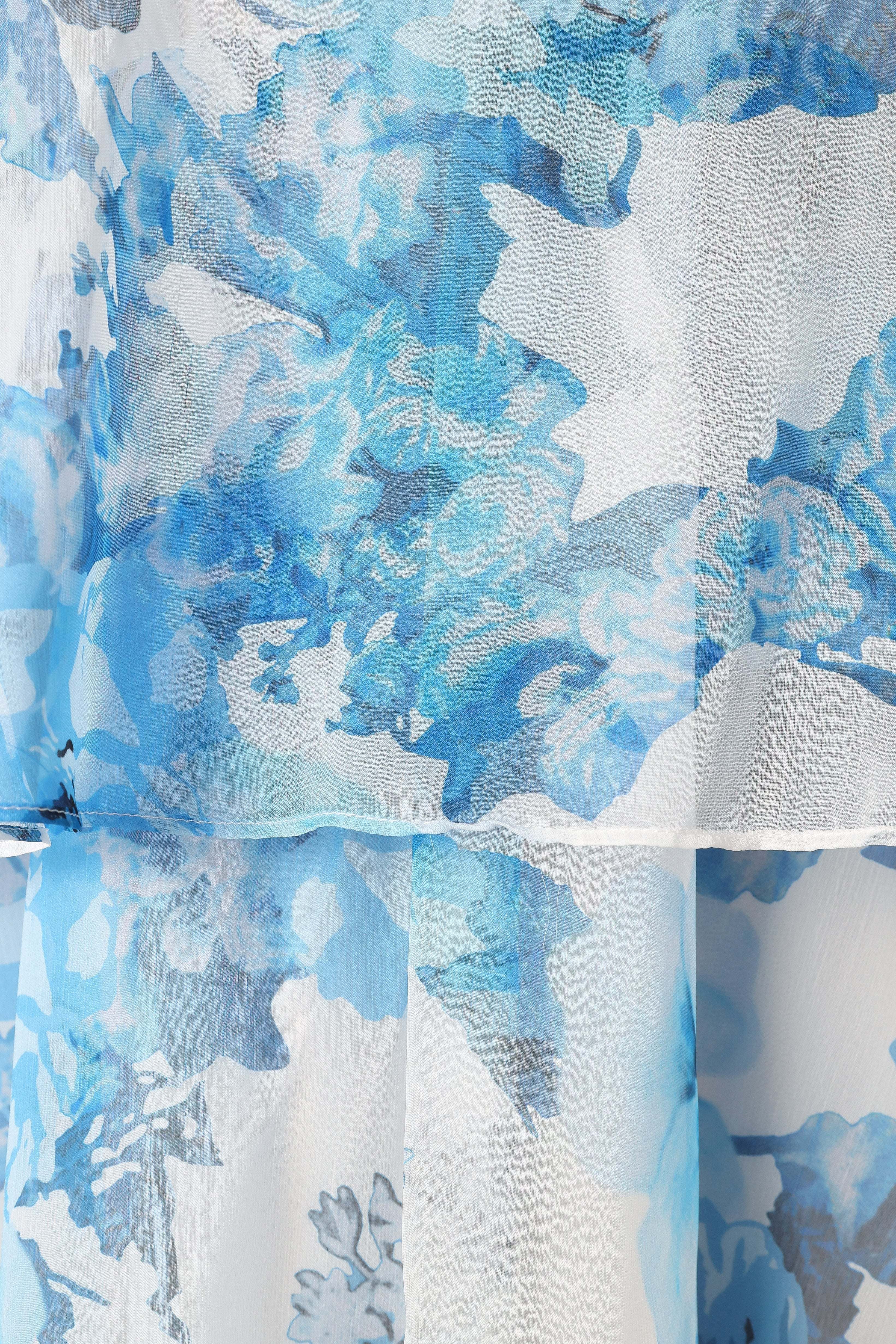 Bloom Strapless Maxi Dress - Blue White Floral - XL - Image 50