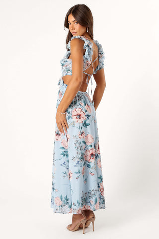 Lucah Frill Shoulder Maxi Dress - Blue Floral - XL - Image 50