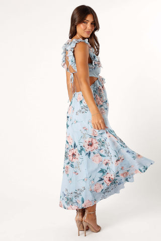 Lucah Frill Shoulder Maxi Dress - Blue Floral - XL - Image 52